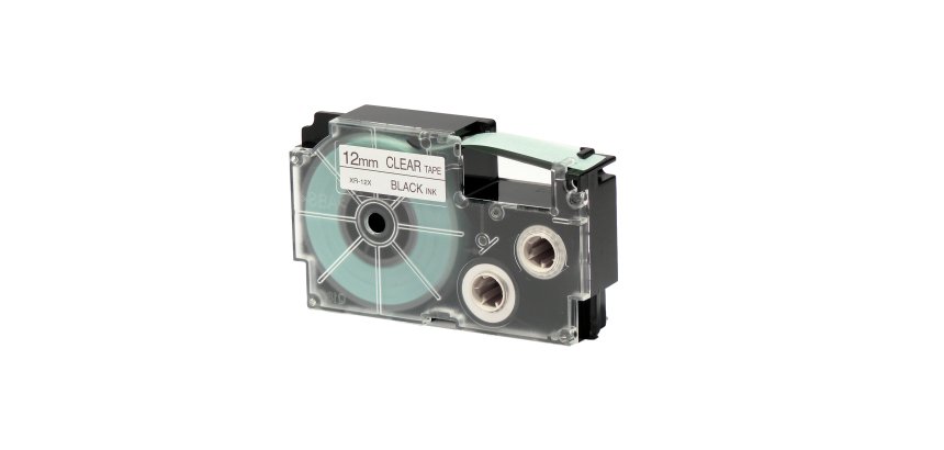 Nastro - 12 mm x 8 mt - nero/ trasparente - Casio