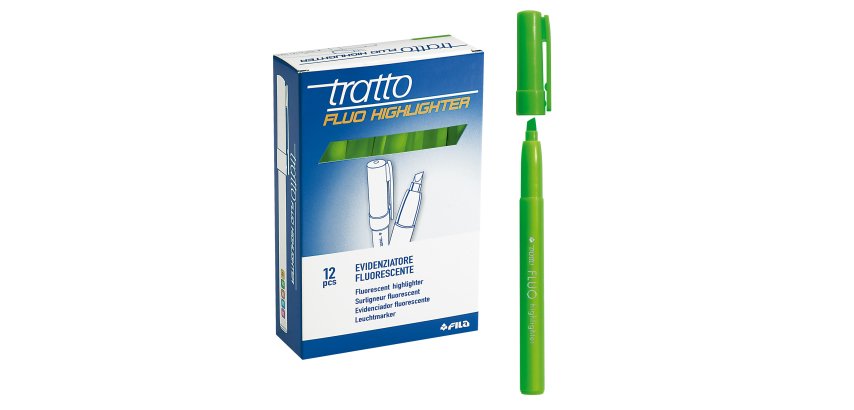 Evidenziatore fluo Highlighter - punta a scalpello  - verde - Tratto - conf. 12 pezzi
