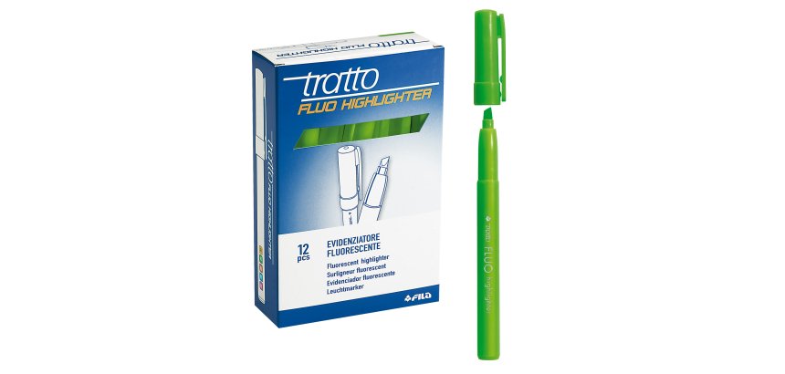 Evidenziatore fluo Highlighter - punta a scalpello  - verde - Tratto - conf. 12 pezzi