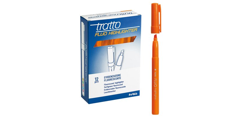 Evidenziatore fluo Highlighter - punta a scalpello  - arancio - Tratto - conf. 12 pezzi
