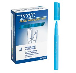 Evidenziatore fluo Highlighter - punta a scalpello  - azzurro - Tratto - conf. 12 pezzi