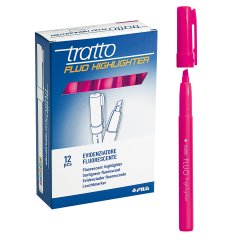 Evidenziatore fluo Highlighter - punta a scalpello  - rosa - Tratto - conf. 12 pezzi