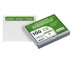Busta adesiva Speedy Doc - con stampa "contiene documenti" - C6 (16,5 x 11 cm) - PPL/PE - trasparente - Favorit - conf. 100 pezzi