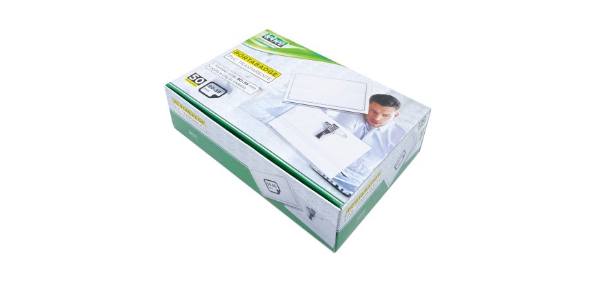 Portabadge con clip e spilla - 9 x 5,5 cm - Lebez - conf. 50 pezzi