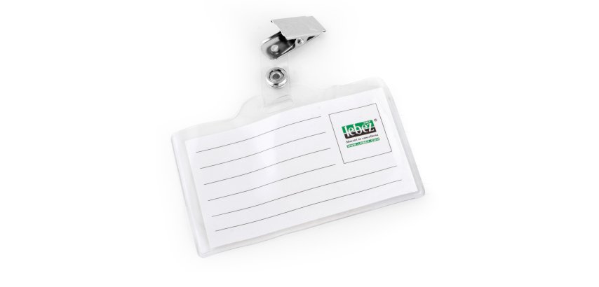 Portabadge con clip - 8,5 x 5 cm - Lebez - conf. 50 pezzi