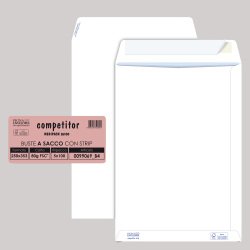 Busta a sacco Competitor FSC® - strip adesivo - 25 x 35,3 cm - 80 gr - bianco - Pigna Envelopes - conf. 100 pezzi