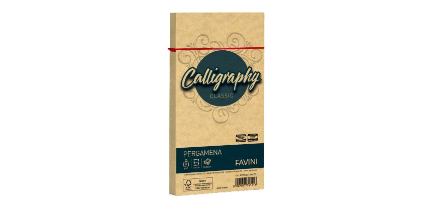 Busta Calligraphy pergamena - 110 x 220 mm - 90 gr - oro 03 - Favini - conf. 25 pezzi