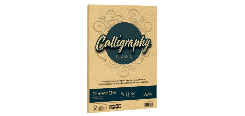 Carta Calligraphy pergamena - A4 - 190 gr - oro 03 - Favini - conf. 50 fogli