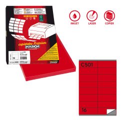 Etichette adesive C/501 - in carta - permanenti - 105 x 36 mm - 16 et/fg - 100 fogli - rosso - Markin