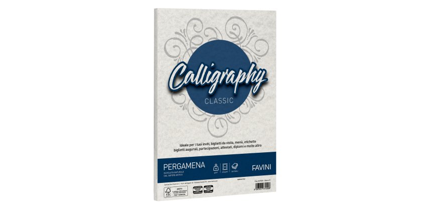 Carta Calligraphy Pergamena - A4 - 90 gr - bianco 01 - Favini - conf. 50 fogli