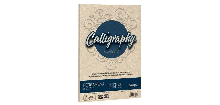 Carta Calligraphy Pergamena - A4 - 90 gr - sabbia 02 - Favini - conf. 50 fogli