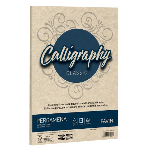 Carta Calligraphy Pergamena - A4 - 90 gr - A4 - sabbia 02 - Favini - conf. 50 fogli