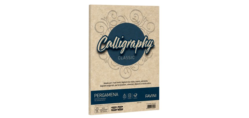 Carta Calligraphy Pergamena - A4 - 90 gr - nocciola 04 - Favini - conf. 50 fogli