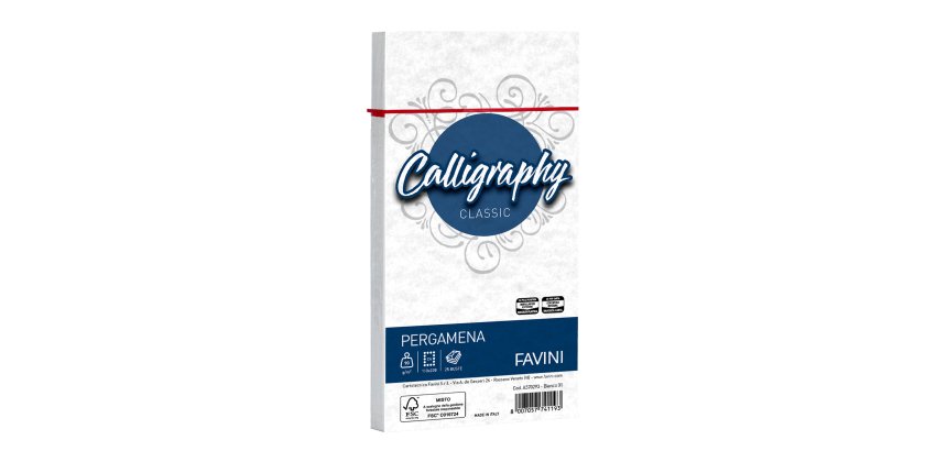 Busta Calligraphy Pergamena - 110 x 220 mm - 90 gr - bianco 01 - Favini - conf. 25 pezzi