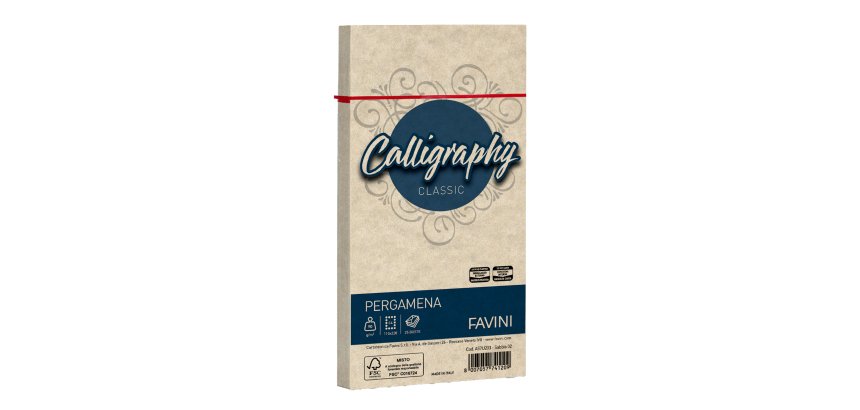 Busta Calligraphy Pergamena - 110 x 220 mm - 90 gr - sabbia 02 - Favini - conf. 25 pezzi