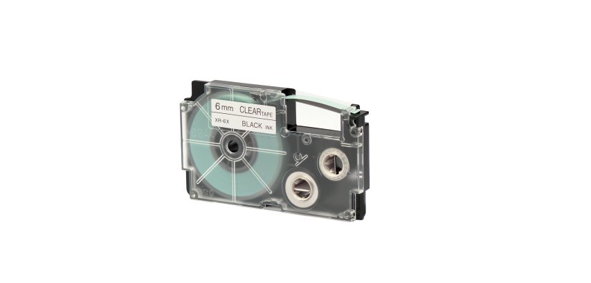 Nastro - 6 mm x 8 mt  - nero/trasparente - Casio