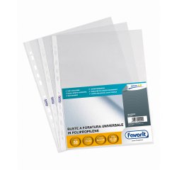 Buste forate Special PP - Linear - buccia - 23x33 cm - trasparente - Favorit - conf. 50 pezzi