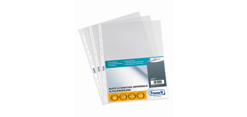 Buste forate Special PP - Linear - buccia - 23 x 33 cm - trasparente - Favorit - conf. 50 pezzi