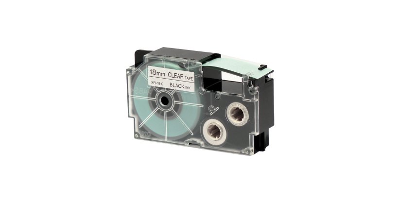 Nastro - 18 mm x 8 mt - nero/trasparente - Casio