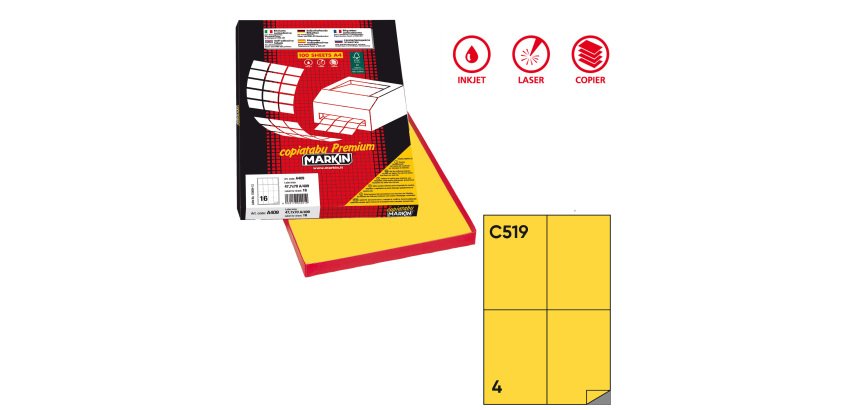 Markin X210C519GI printer label Yellow Self-adhesive printer label