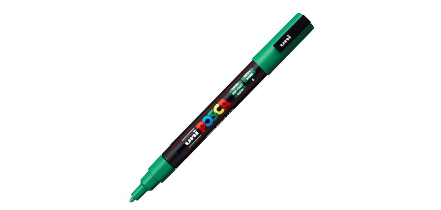 Marcatore a base d'acqua Uni Posca PC3M - punta fine da 0,9mm a 1,3mm  - verde - Uni Mitsubishi