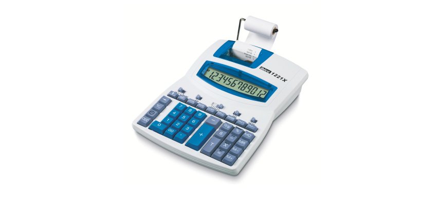 Calcolatrice scrivente 1221X - 12 cifre - bianco/azzurro - Ibico
