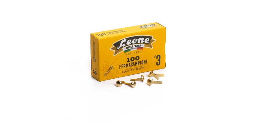 Fermacampioni ottonati - n. 3 - 1,7 cm - Leone - conf. 100 pezzi