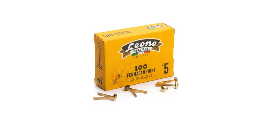 Fermacampioni ottonati - n. 5 - 2,5 cm - Leone - conf. 100 pezzi