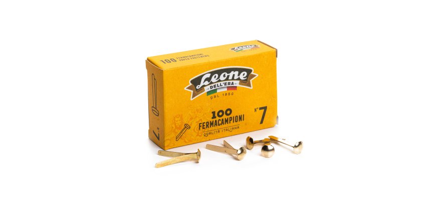 Fermacampioni ottonati - n. 7 - 3,1 cm - Leone - conf. 100 pezzi