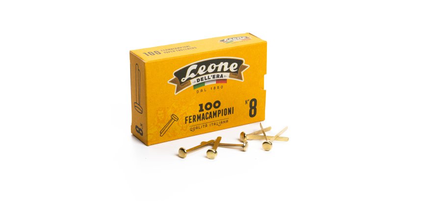 Fermacampioni ottonati - n. 8 - 3,8 cm - Leone - conf. 100 pezzi
