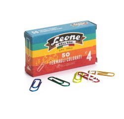 Fermagli metallizzati - n. 4 - 3,2 cm - colori assortiti - Leone - conf. 50 pezzi