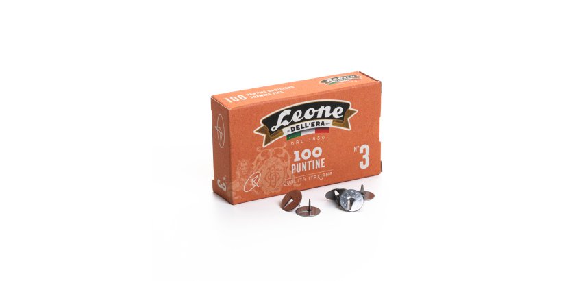 Puntine - n. 3 - acciaio lucido - Leone - conf. 100 pezzi