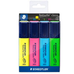 Evidenziatore Textsurfer Classic  - punta a scalpello - tratto da 1,0-5,0mm - astuccio 4 colori - Staedtler