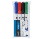 Pennarello Tratto Memo - a secco - per lavagne cancellabili - punta conica - tratto 2,5mm - astuccio 4 colori - Tratto
