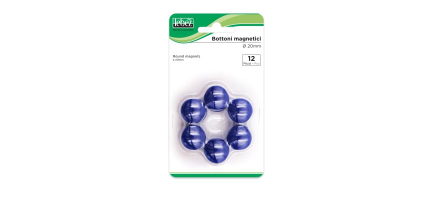 Bottoni magnetici - diametro 2 cm - blu - Lebez - blister 12 pezzi