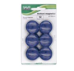 Bottoni magnetici - diametro 3 cm - blu - Lebez - blister 12 pezzi