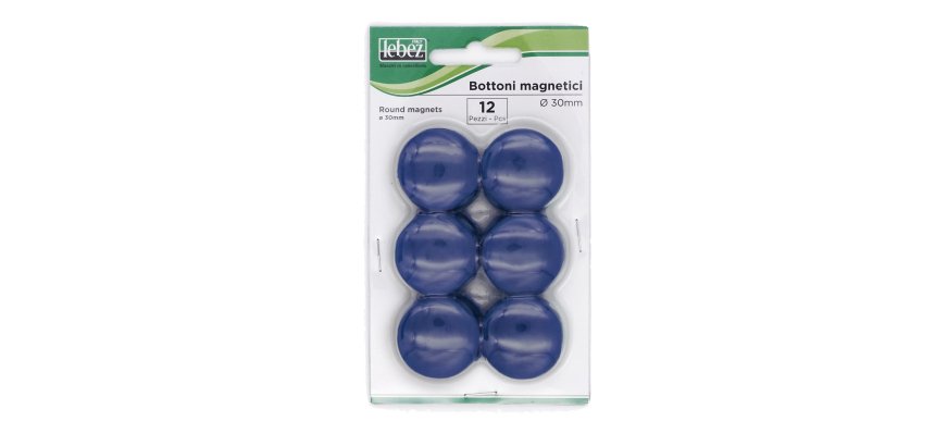 Bottoni magnetici - diametro 3 cm - blu - Lebez - blister 12 pezzi