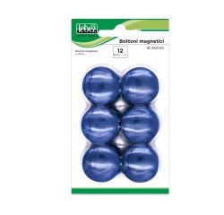 Bottoni magnetici - diametro 4 cm - blu - Lebez - blister 12 pezzi