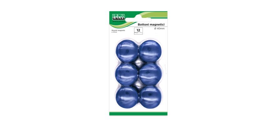Bottoni magnetici - diametro 4 cm - blu - Lebez - blister 12 pezzi