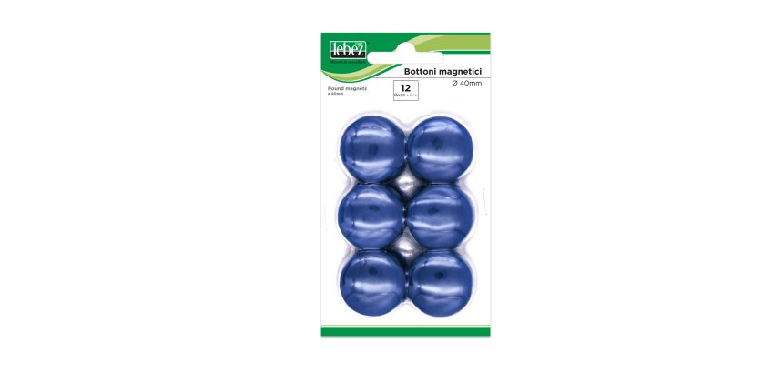 Bottoni magnetici - diametro 4 cm - blu - Lebez - blister 12 pezzi