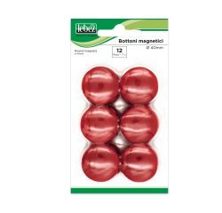 Bottoni magnetici - diametro 4 cm - rosso - Lebez - blister 12 pezzi