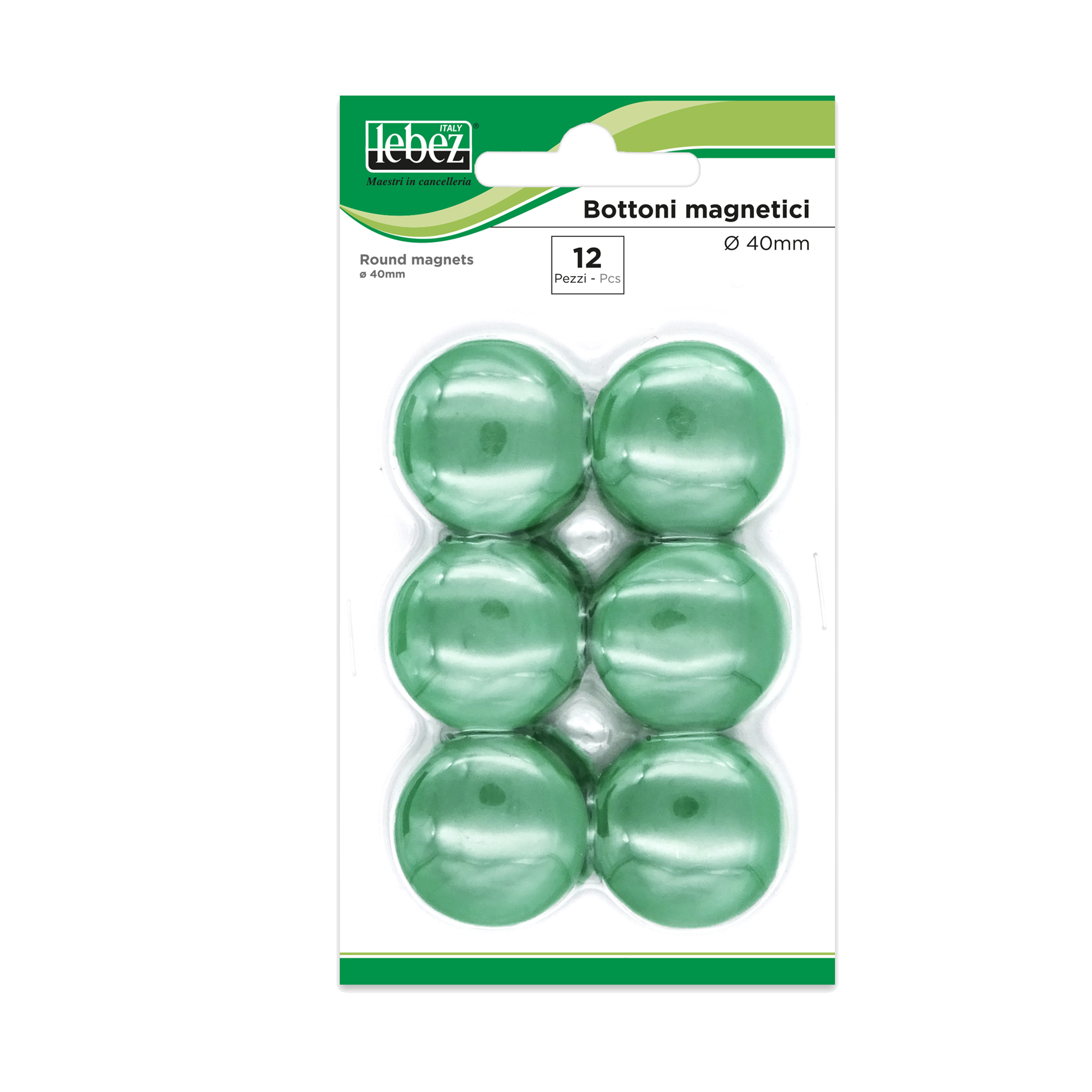 Bottoni magnetici - diametro 2 cm - verde - Lebez - blister 12 pezz
