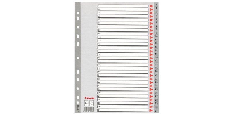 Separatore numerico 1/31 - PP - A4 - grigio - Esselte