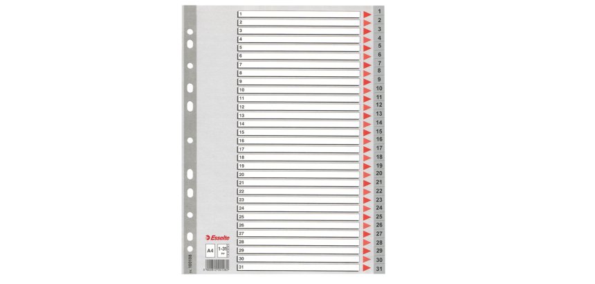 Separatore numerico 1/31 - PP - A4 - grigio - Esselte