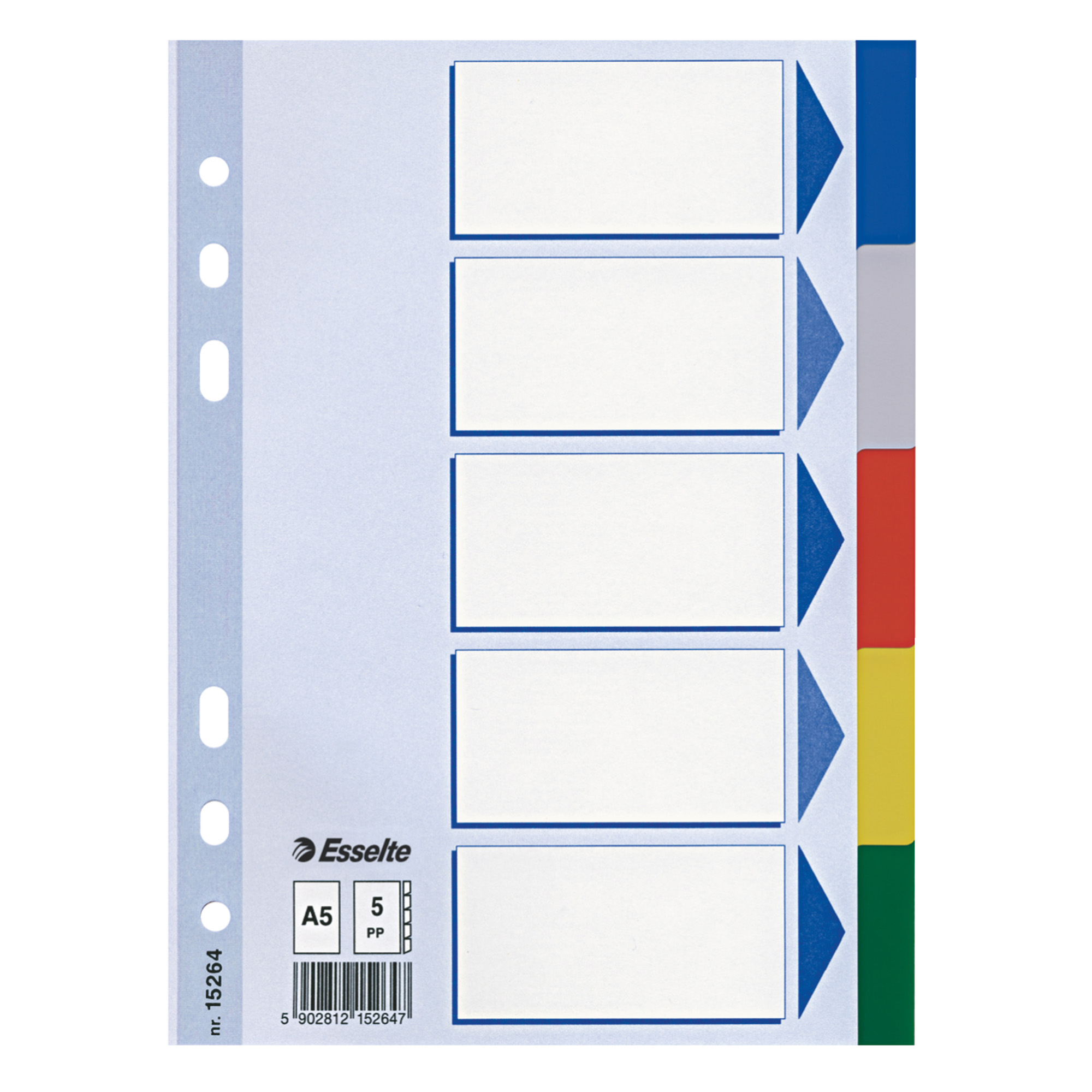 Separatore - 5 tasti colorati - PPL - A5 - multicolore - Esselte su