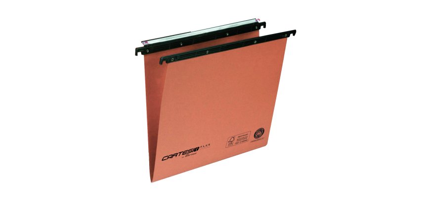 Cartella sospesa Cartesio Plus - cassetto - interasse 39 cm - fondo V - 37 x 25 cm -  arancio - Bertesi