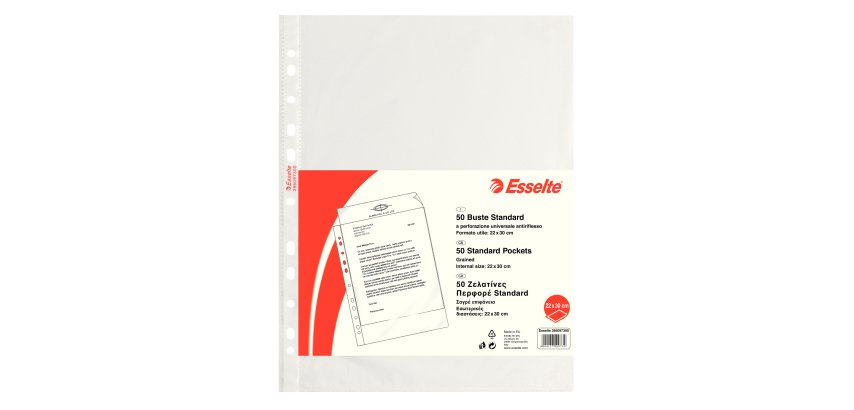 Buste forate CopySafe - Standard - buccia - 22 x 30 cm - trasparente - Esselte - conf. 50 pezzi