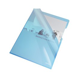 Cartelline a L - PVC - liscio - 21x29,7 cm - blu cristallo - Esselte - conf. 25 pezzi