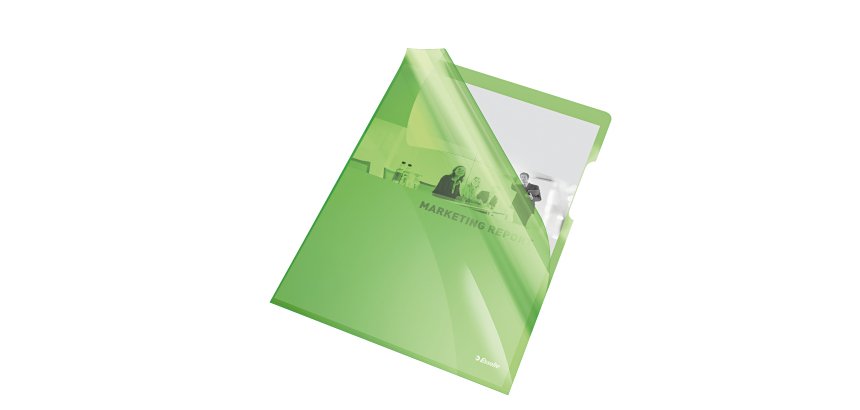 Cartellina a L - A4 - PVC - liscio pesante - verde cristallo - Esselte - conf. 25 pezzi