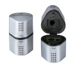 Temperamatite Grip 2001 con contenitore - 3 fori - silver - con doppio serbatoio - Faber-Castell